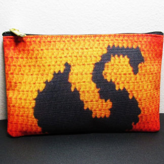 Bolsito Accesorio Pequeño Cisne Negra En La Impresión De Crochet Artisan Nar
