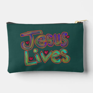 Bolsito Accesorio Pequeño Cita cristiana 'Jesús Vive' Verde 