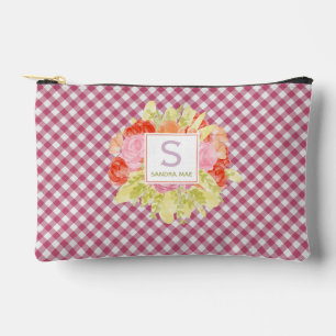 Bolsito Accesorio Pequeño Clásico Patrón de Cuadro de Gingham Rosa Magenta R