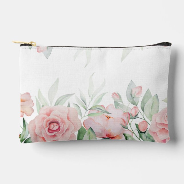 Bolsito Accesorio Pequeño Cojín decorativo floral rosa acuarela (Anverso)