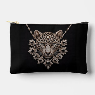 Bolsito Accesorio Pequeño Collar de diamantes florales de leopardo negro y d