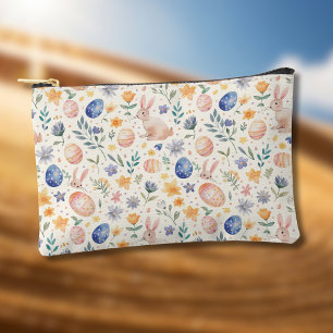 Bolsito Accesorio Pequeño Conejo de flores y huevos en acuarela pastel atemp