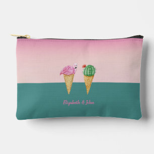 Bolsito Accesorio Pequeño Conos de helado coloridos Cactus Flamingos rosas