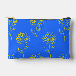Bolsito Accesorio Pequeño Contorno de Flor Amarilla en un Fondo Azul
