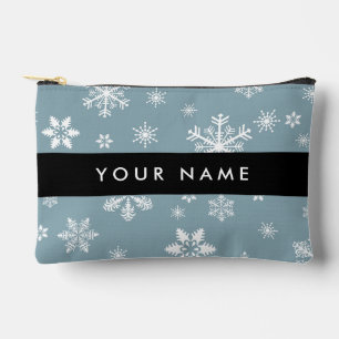 Bolsito Accesorio Pequeño Copos de nieve blancos, gris, tu nombre, personifi