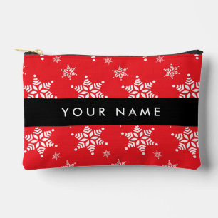 Bolsito Accesorio Pequeño Copos de nieve blancos, rojo, tu nombre, personali
