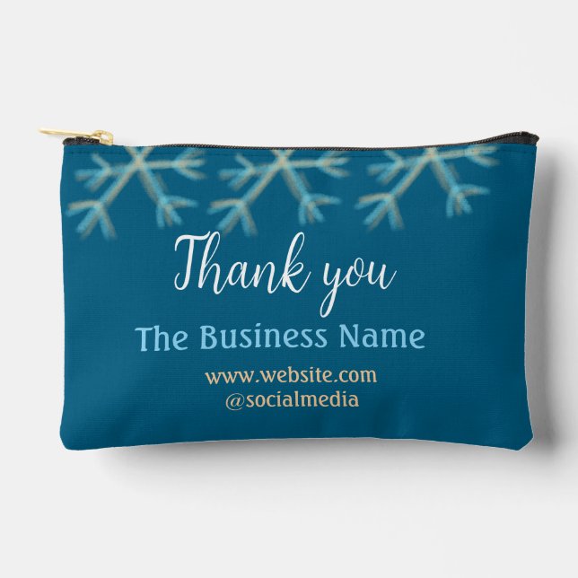 Bolsito Accesorio Pequeño Copos de nieve naranja azul añaden nombres de nego (Anverso)