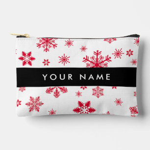 Bolsito Accesorio Pequeño Copos de nieve rojos, tu nombre, personaliza