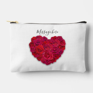 Bolsito Accesorio Pequeño Corazón Floral Romántico de Rosa Roja con Texto Pe