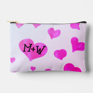 Bolsito Accesorio Pequeño Corazones de acuarela rosa Iniciales del nombre de