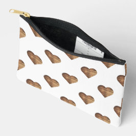 Bolsito Accesorio Pequeño Corazones de madera marrón rústica simétricos gran