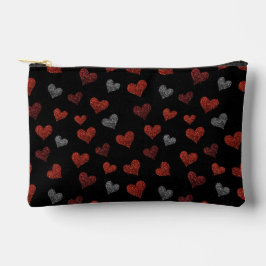 Bolsito Accesorio Pequeño Corazones de Purpurina Plateada y Burgundy Rojo so