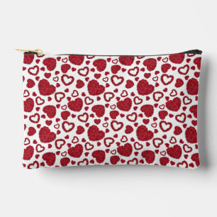Bolsito Accesorio Pequeño Corazones Rosas Rojas Patrón Minimalista San Valen