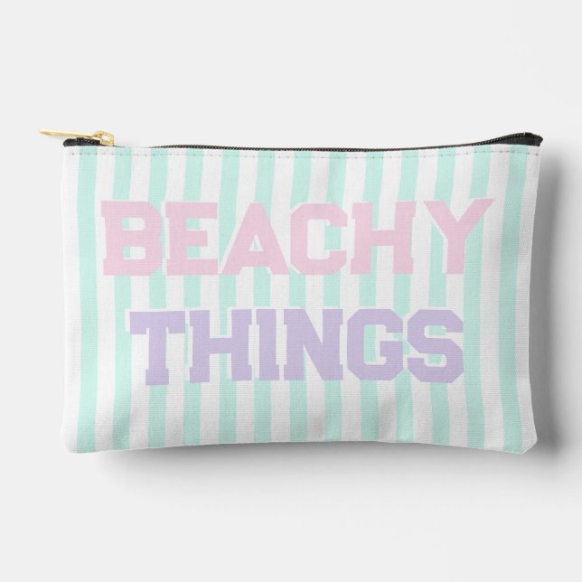 Bolsito Accesorio Pequeño Cosas de playa - Pastel y franjas Verde azuladas (Anverso)