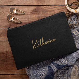 Bolsito Accesorio Pequeño Cosmética moderna en negro y oro