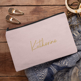 Bolsito Accesorio Pequeño Cosmética moderna rosa y dorada