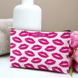 Bolsito Accesorio Pequeño Cosmético del patrón de Beso de lápiz labial rosad