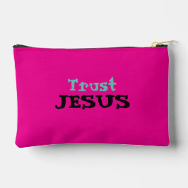 Bolsito Accesorio Pequeño Cota cristiana 'Confía en Jesús' floral en rosa