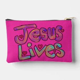 Bolsito Accesorio Pequeño Cota cristiana 'Jesús vive' floral en rosa