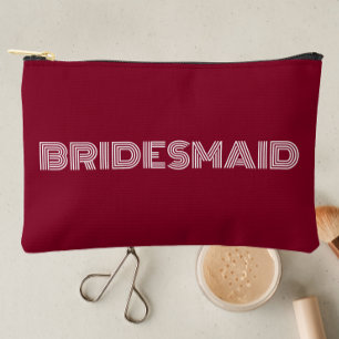 Bolsito Accesorio Pequeño Cranberry Red Moderna Typography Bridesmaid
