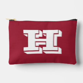 Bolsito Accesorio Pequeño Crimson White School Varsity Letter Block Monogram