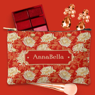 Bolsito Accesorio Pequeño Crisantemo rojo brillante y crema