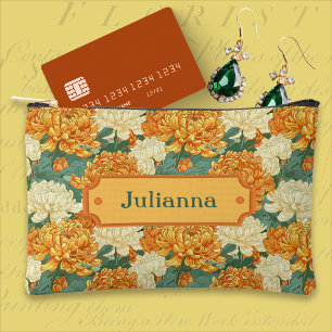 Bolsito Accesorio Pequeño Crisantemos amarillos y crema vintage
