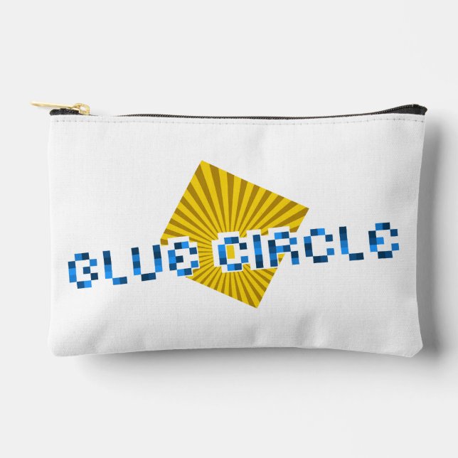 Bolsito Accesorio Pequeño Cuadrado amarillo con vigas y texto de píxeles opu (Anverso)