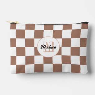Bolsito Accesorio Pequeño Cuadrados de cheques mocha retro blanco marrón Mon