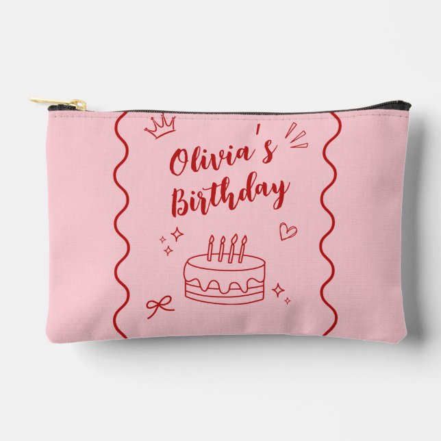 Bolsito Accesorio Pequeño Cumpleaños rojo y rosa (Anverso)