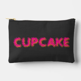 Bolsito Accesorio Pequeño Cupcake Rosa Negro Texto Personalizado