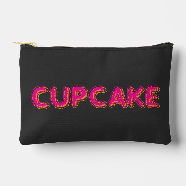 Bolsito Accesorio Pequeño Cupcake Rosa Negro Texto Personalizado (Anverso)
