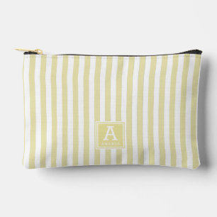 Bolsito Accesorio Pequeño Curte Pale Goldenrod Stripes Iniciales Monogramada