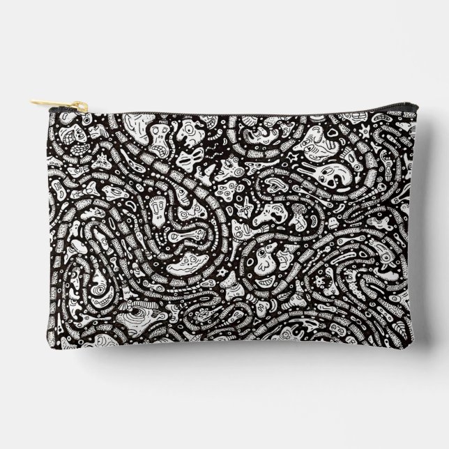 Bolsito Accesorio Pequeño Curvy Twisty Cartoon Weird Faces Design (Anverso)