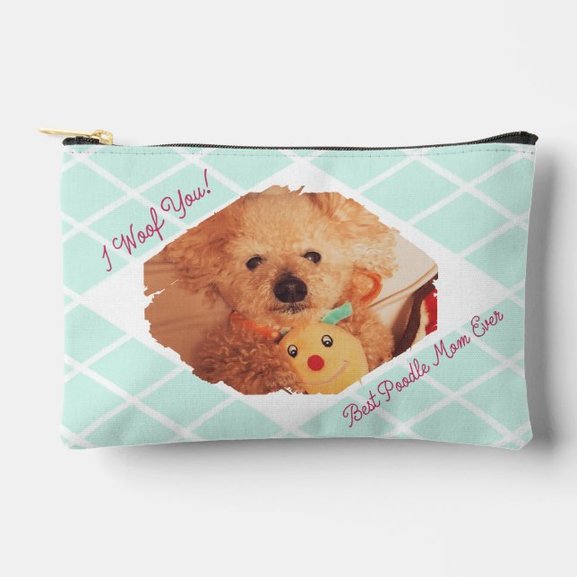 Bolsito Accesorio Pequeño Custom Dog Photo Pouch | Best Poodle Mom Ever Gift (Anverso)