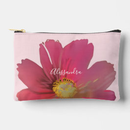 Bolsito Accesorio Pequeño Custom Name Pastel Pink Red Watercolor Wildflower