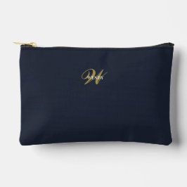 Bolsito Accesorio Pequeño Custom Navy Blue Gold Monogram Minimal Clean