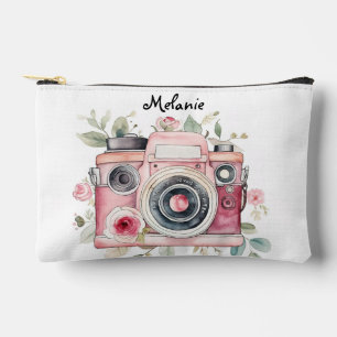 Bolsito Accesorio Pequeño Cute Boho Floral Camera Watercolor Personalizado