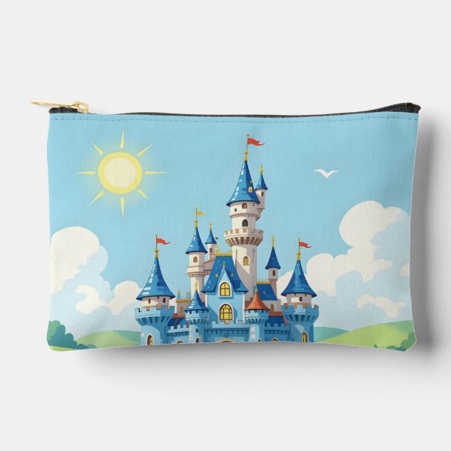 Bolsito Accesorio Pequeño Cute castillo azul y blanco (Anverso)