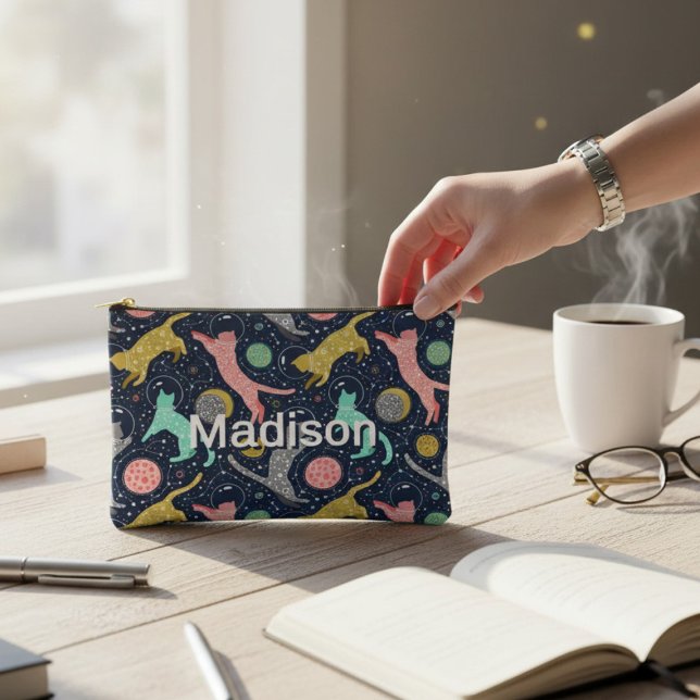 Bolsito Accesorio Pequeño Cute Celestial Mystical Space Gatos Personalizados (Subido por el creador)