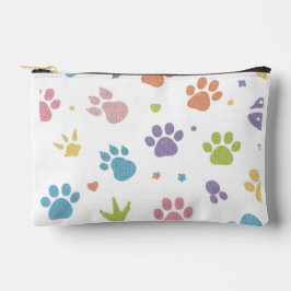 Bolsito Accesorio Pequeño Cute Colorful Paw Prints Pattern Zipper Pouch