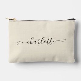 Bolsito Accesorio Pequeño Cute Girly Minimalist Custom Name | Natural White