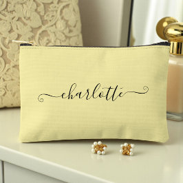 Bolsito Accesorio Pequeño Cute Girly Minimalist Custom Name | Pale Yellow