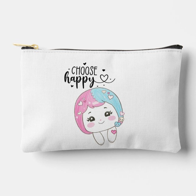 Bolsito Accesorio Pequeño Cute Kawaii “Choose Happy”  – Adorable Posi (Anverso)