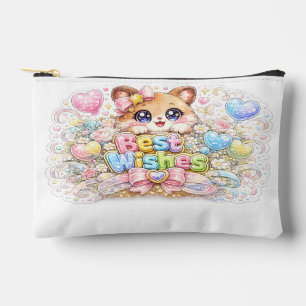 Bolsito Accesorio Pequeño Cute Kawaii Mejores Deseos Gato Pastel Rosa Floral