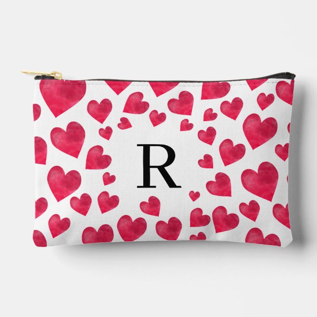 Bolsito Accesorio Pequeño Cute Monogram Valentine's Day Hearts (Anverso)