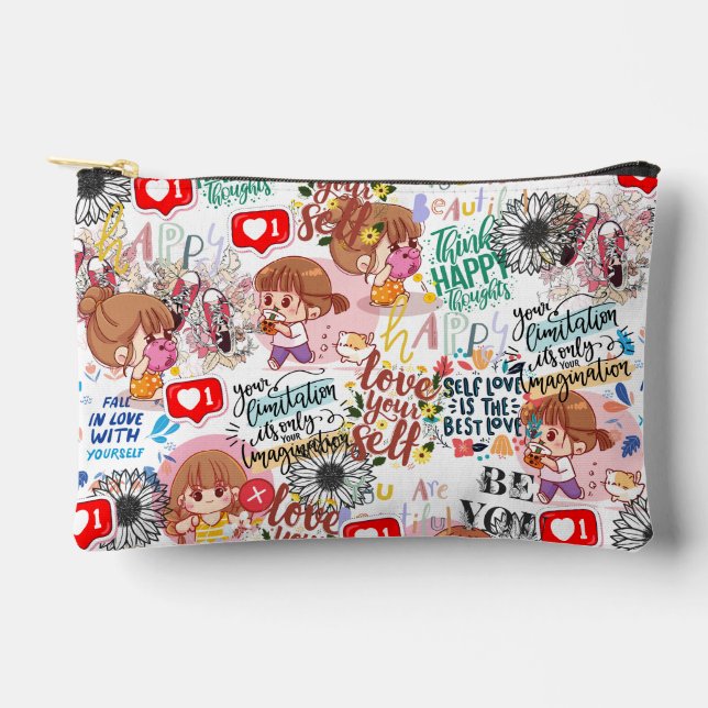 Bolsito Accesorio Pequeño Cute Motivational – Positive Quote Kawaii  (Anverso)