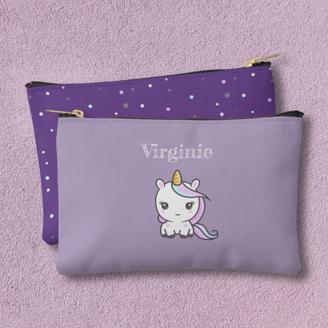 Bolsito Accesorio Pequeño Cute Unicornio Purple Zipped Pouch (Cute Unicorn Purple Zipped Pouch)