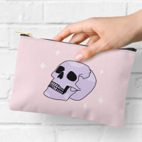 Cute Witchen Skull Rosa y Purple Zipper Pouch