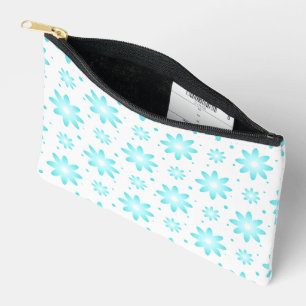 Bolsito Accesorio Pequeño Daisy delicado blanco y turquesa, patrón de puntos